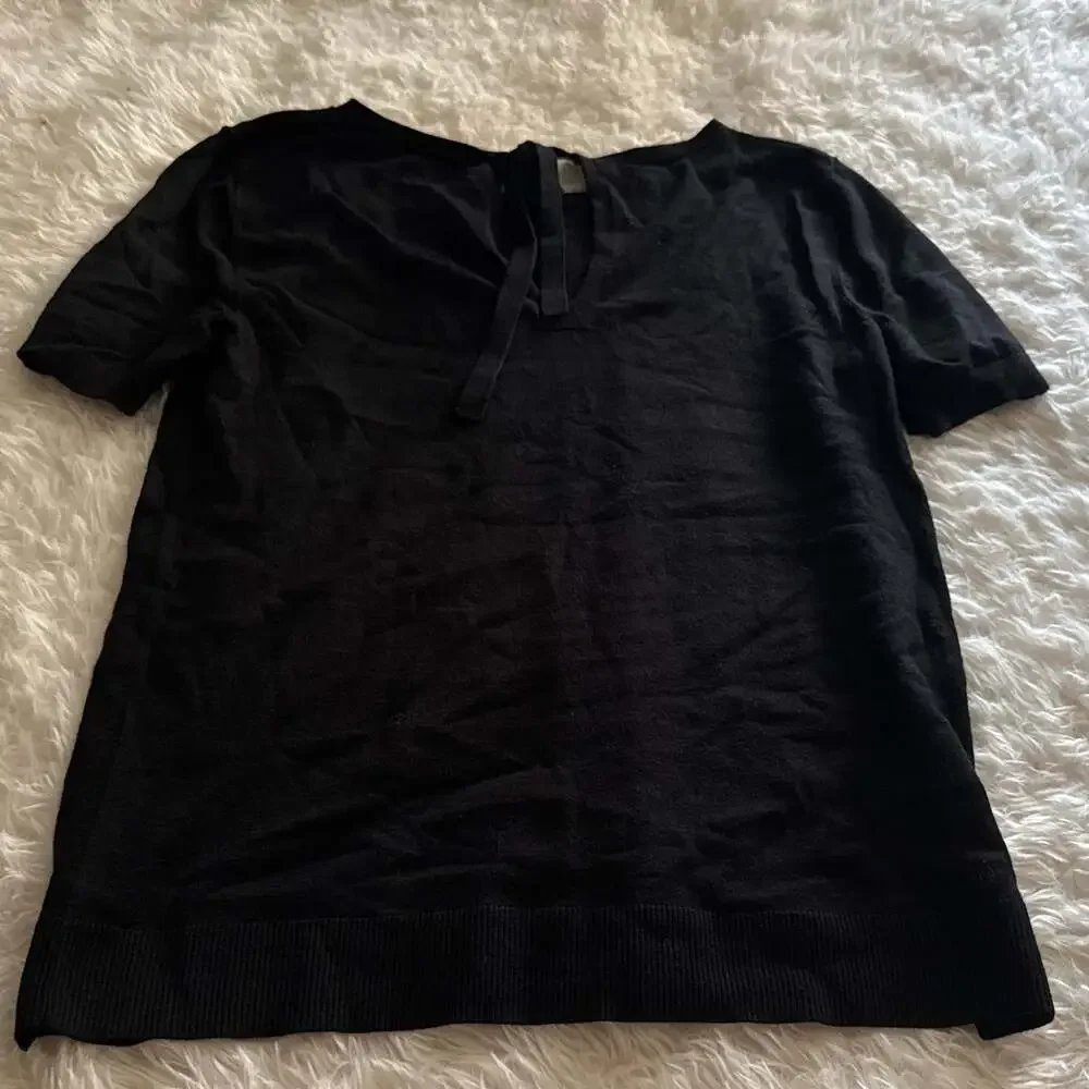 Loft Short Sleeve Black Sweater Small‎